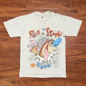 Vintage Ren and Stimpy Shirt Medium Anvil Tag 1991 Single Stitch Nickelodeon MTV